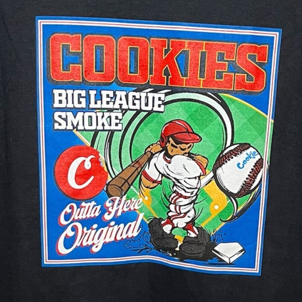 Cookies Big League 100% Cotton Graphic T-shirt Black Size: Medium